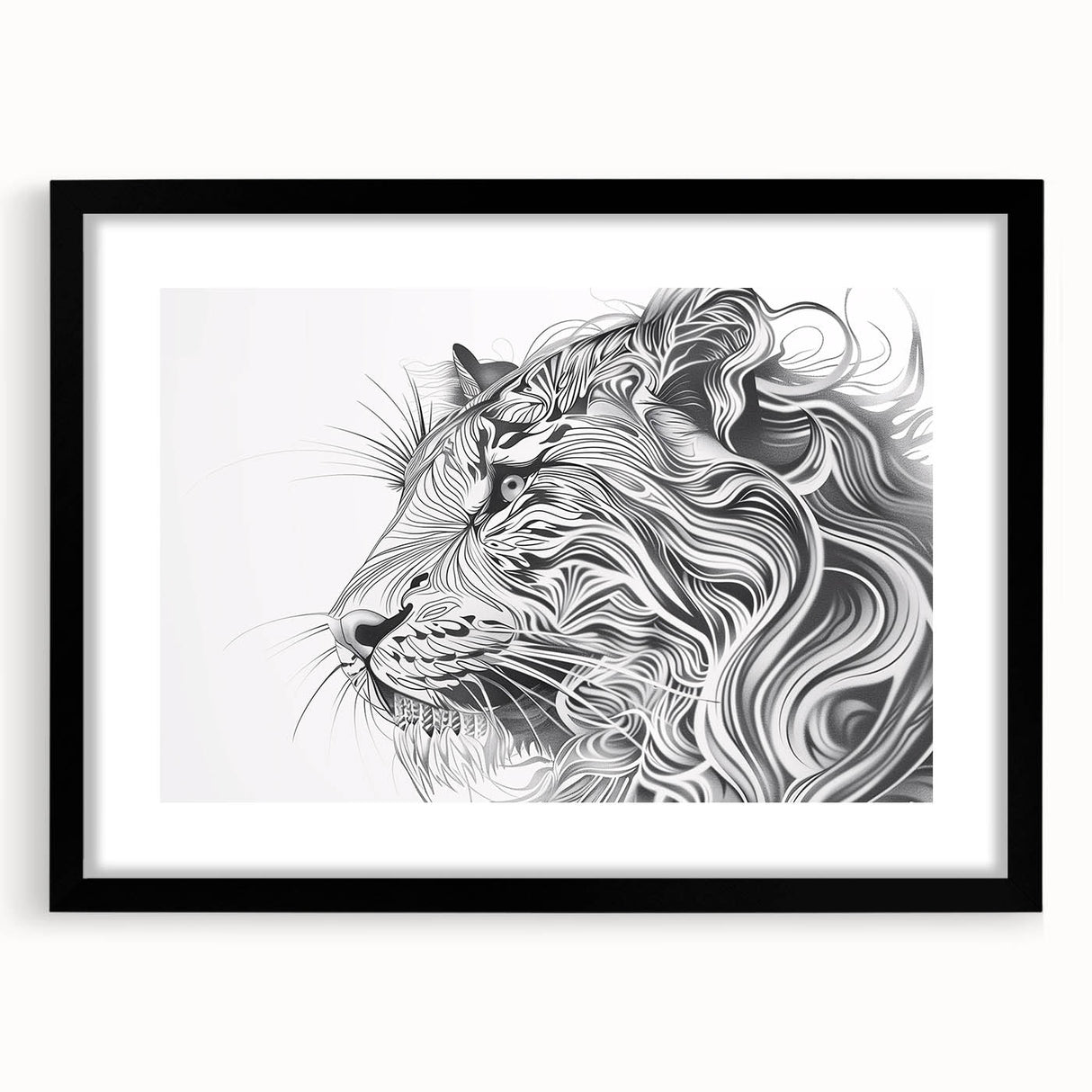 Abstract Lion Illustration Art Print – Modern Animal Wall Decor