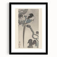Vintage Animal Art - Perched Bird on Branch - Retro Animal Prints