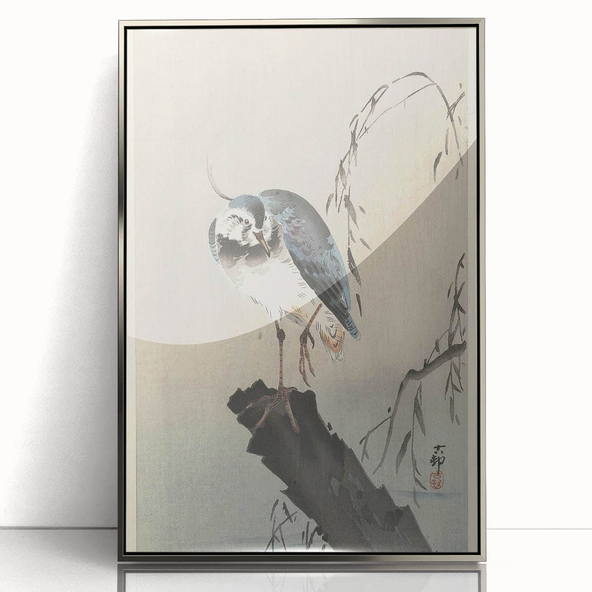 Vintage Animal Art - Perched Bird on Branch - Retro Animal Prints