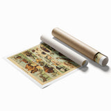 Vintage Animal Art: Retro Wildlife Mammals Illustration Print