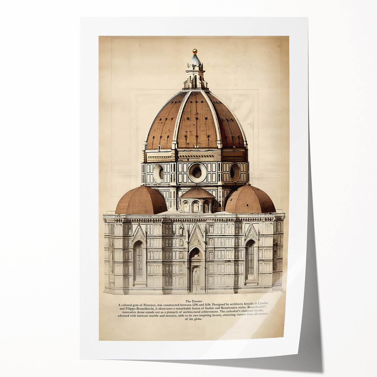 Vintage Architectural Wall Art – Duomo Florence Print