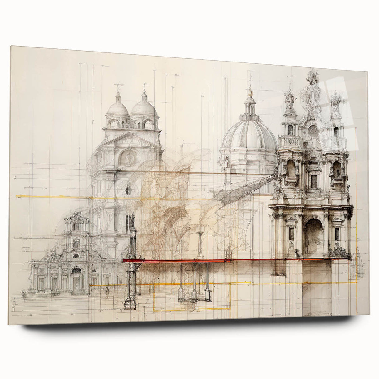 Vintage Architectural Wall Art - Historic Building Illustrations
