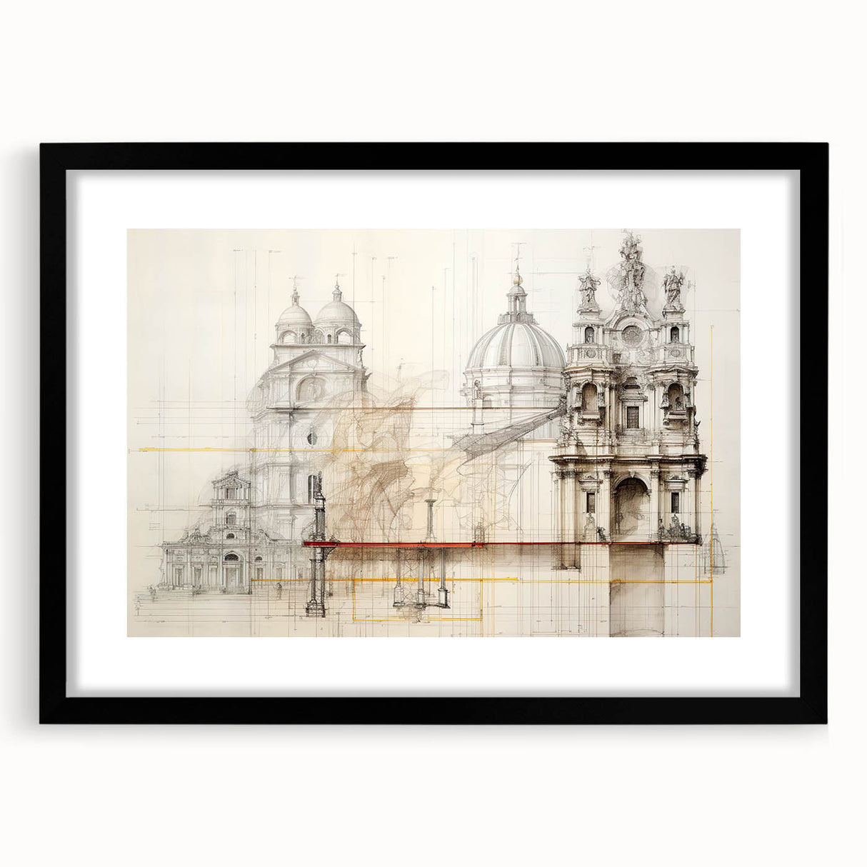 Vintage Architectural Wall Art - Historic Building Illustrations