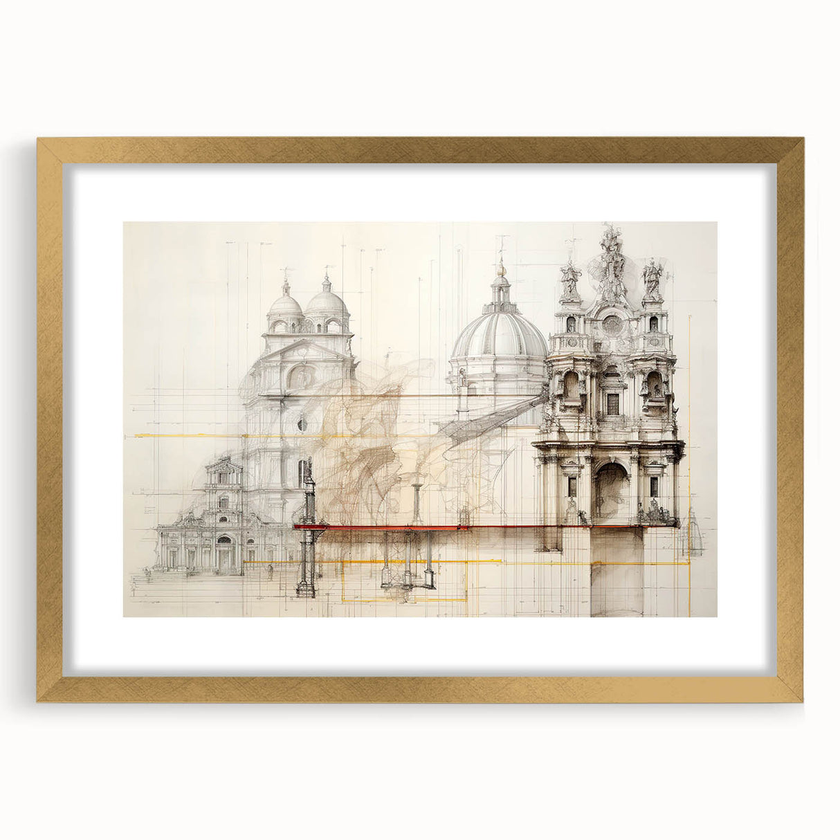 Vintage Architectural Wall Art - Historic Building Illustrations