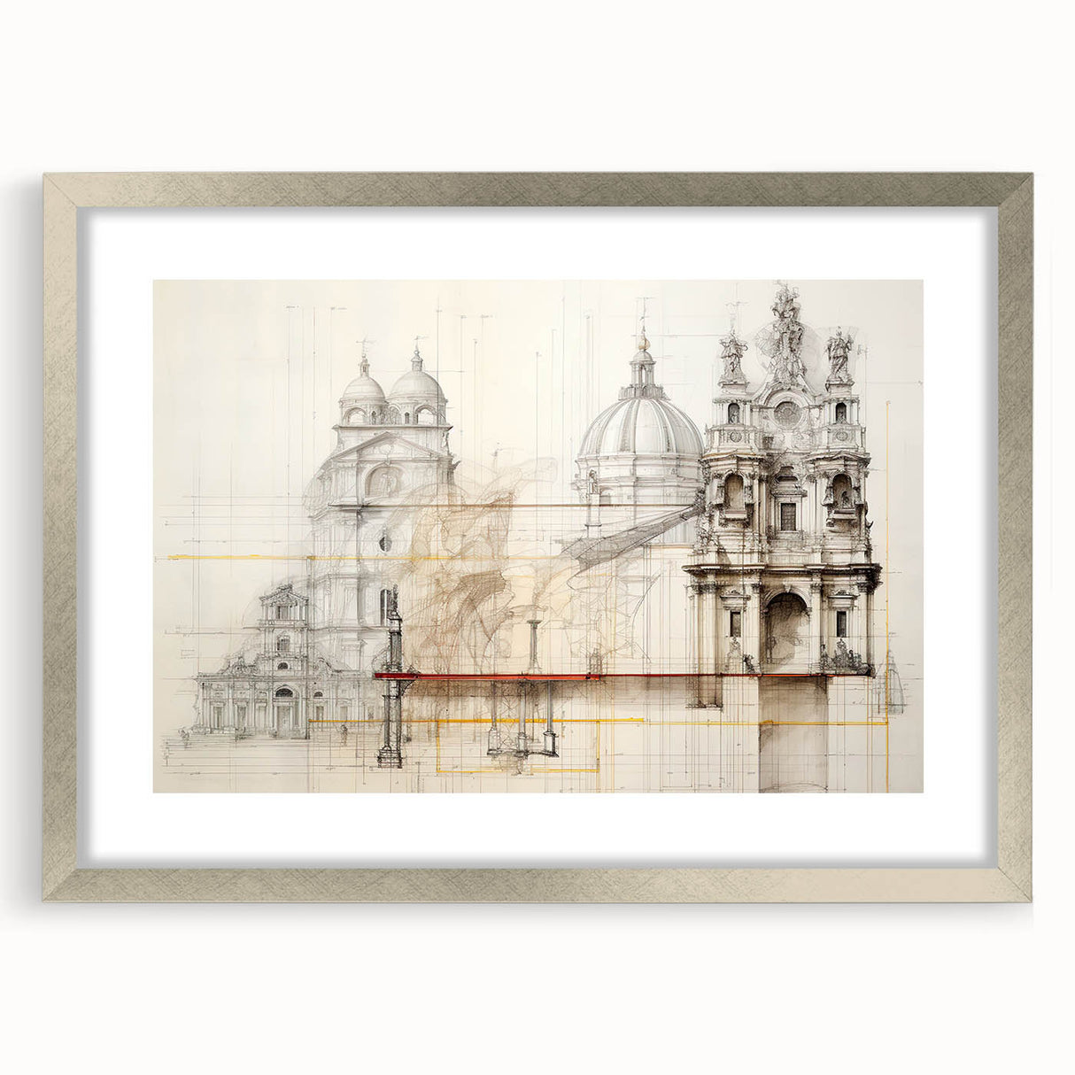 Vintage Architectural Wall Art - Historic Building Illustrations
