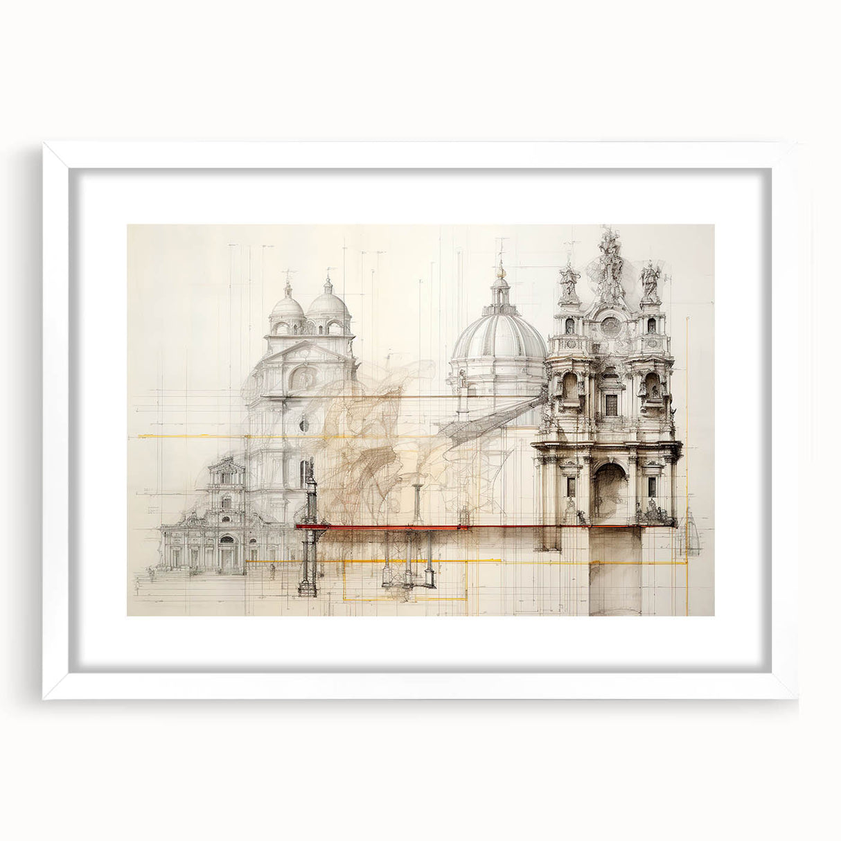 Vintage Architectural Wall Art - Historic Building Illustrations