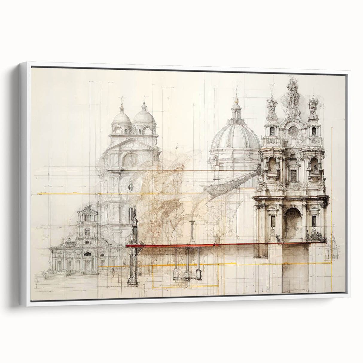 Vintage Architectural Wall Art - Historic Building Illustrations