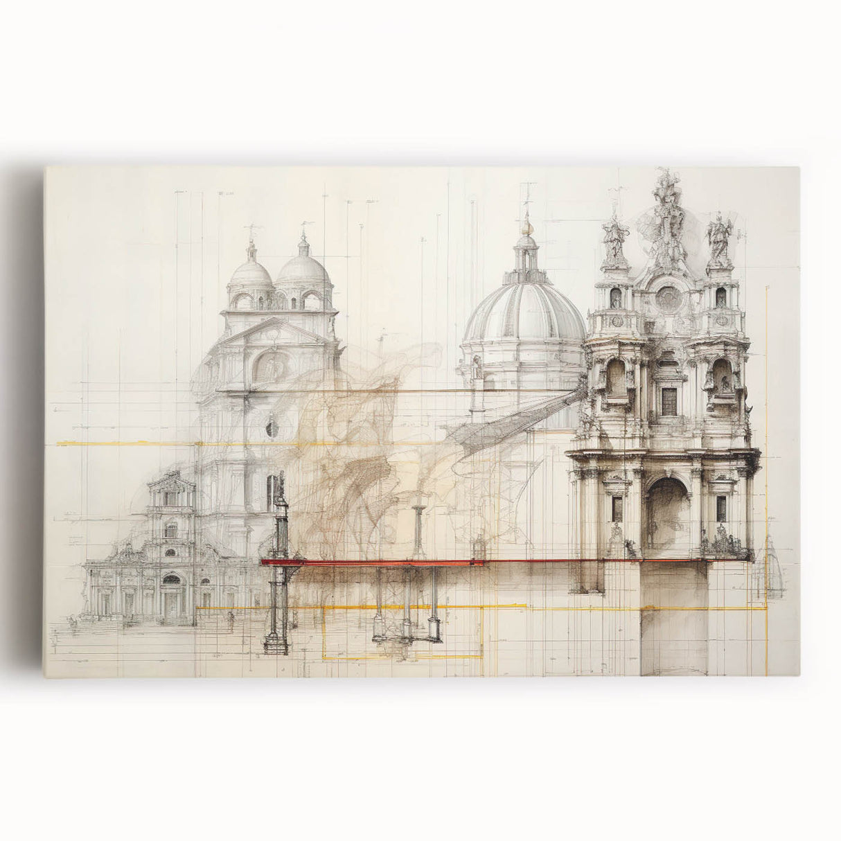 Vintage Architectural Wall Art - Historic Building Illustrations