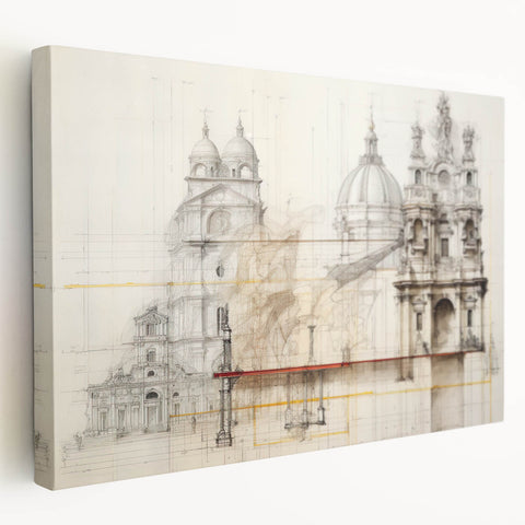 Vintage Architectural Wall Art - Historic Building Illustrations
