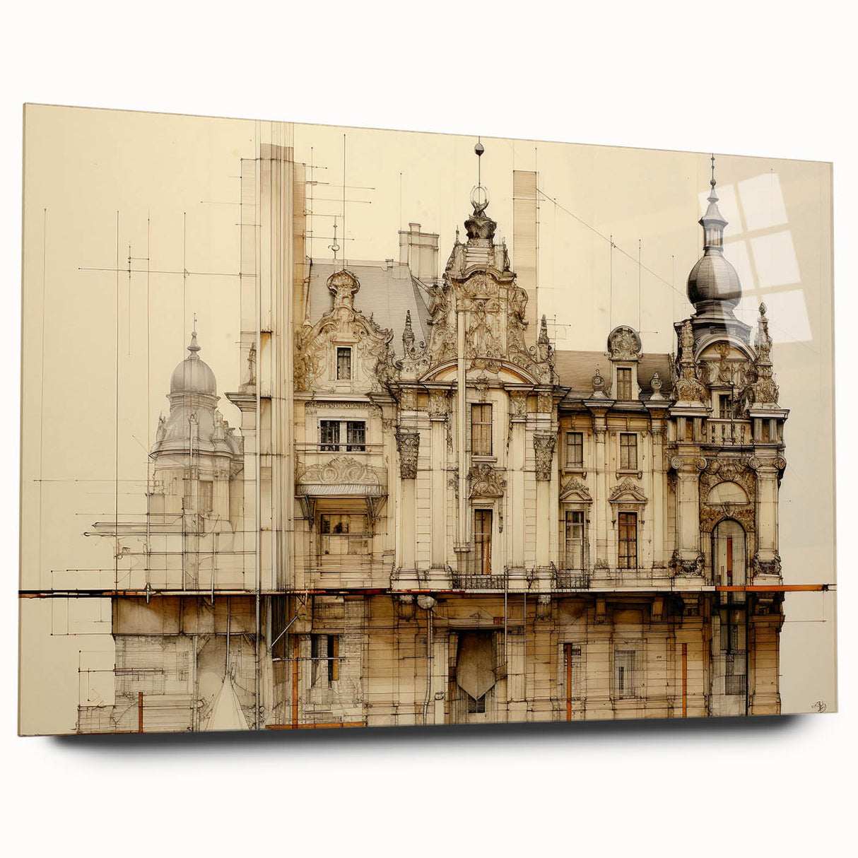Vintage Architectural Art – Historic Building Illustration Print