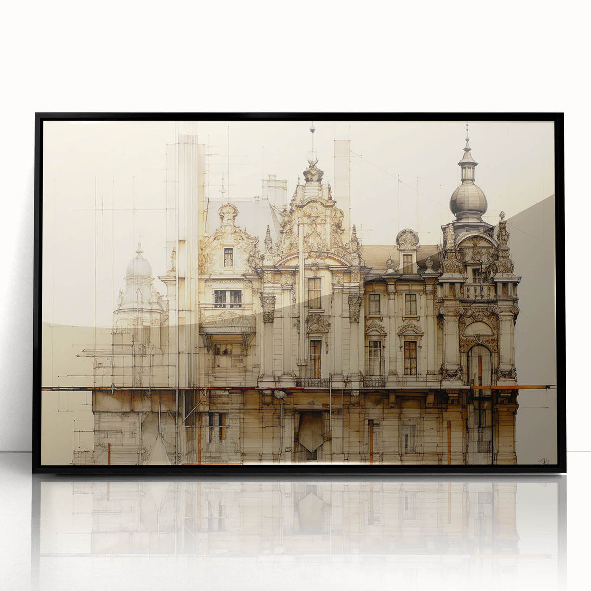 Vintage Architectural Art – Historic Building Illustration Print