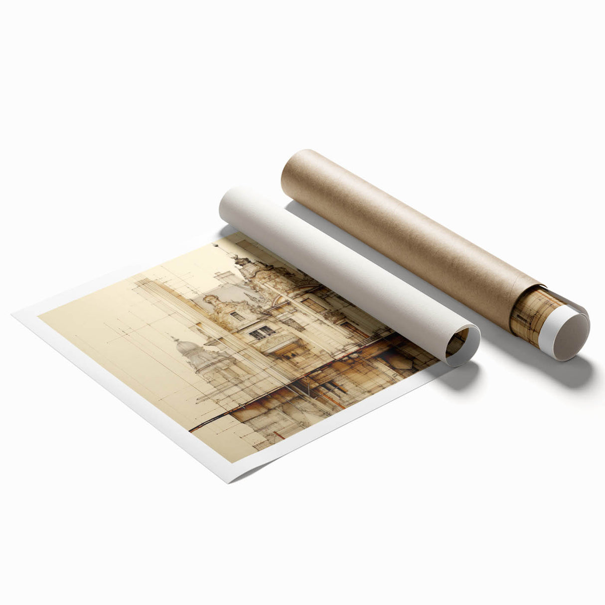 Vintage Architectural Art – Historic Building Illustration Print