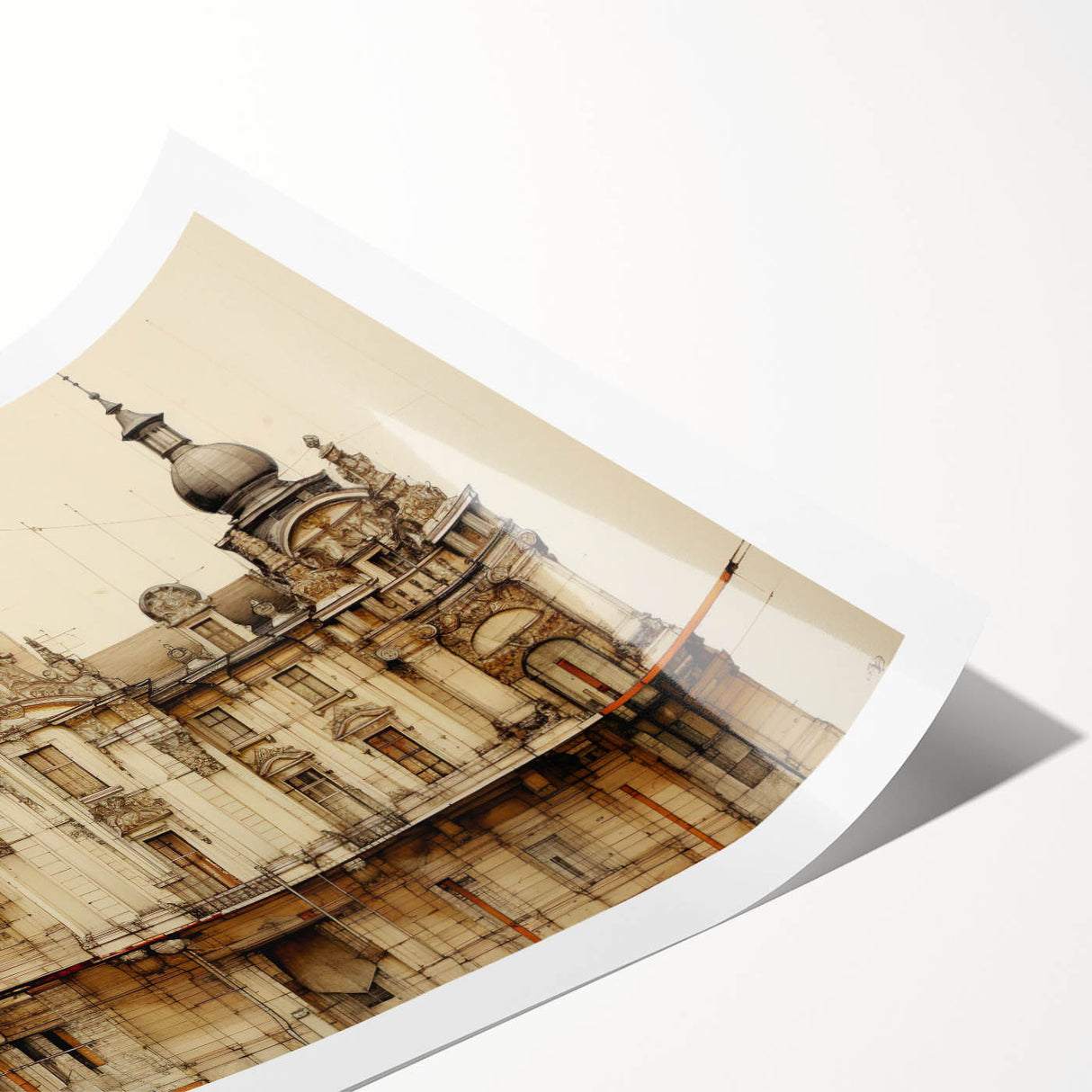 Vintage Architectural Art – Historic Building Illustration Print