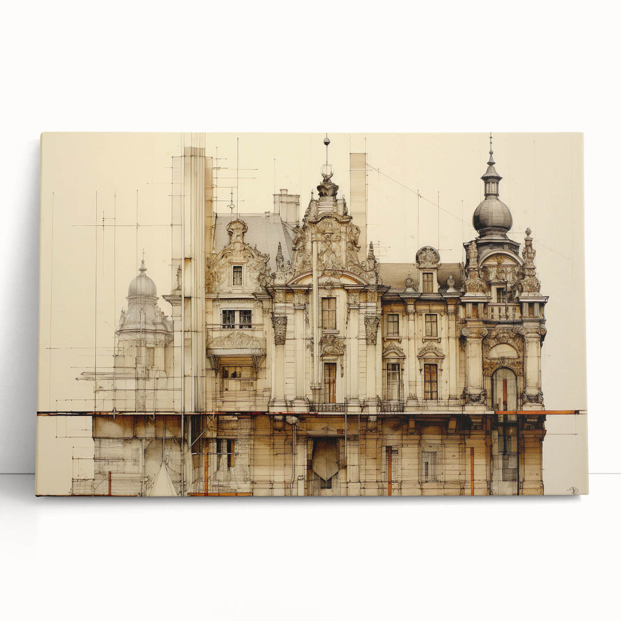 Vintage Architectural Art – Historic Building Illustration Print
