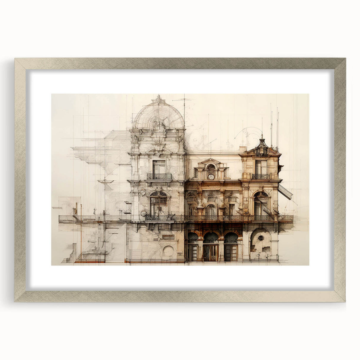 Historic Building Illustration – Vintage Architecture Print