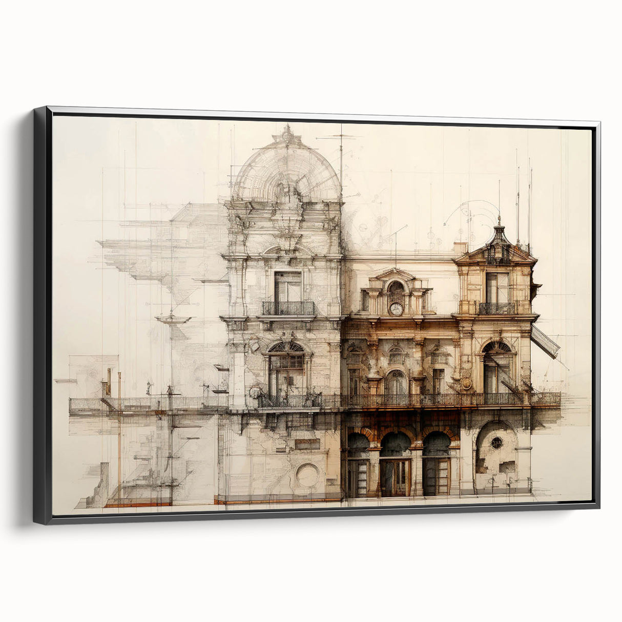 Historic Building Illustration – Vintage Architecture Print
