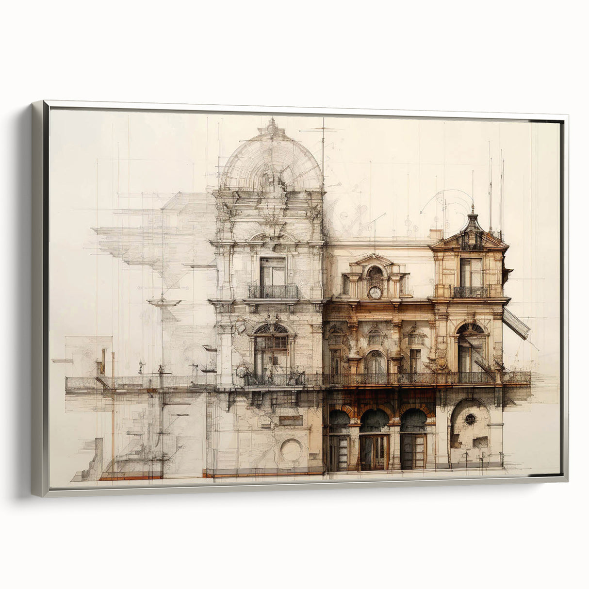 Historic Building Illustration – Vintage Architecture Print