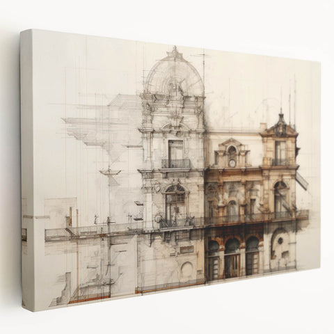 Historic Building Illustration – Vintage Architecture Print