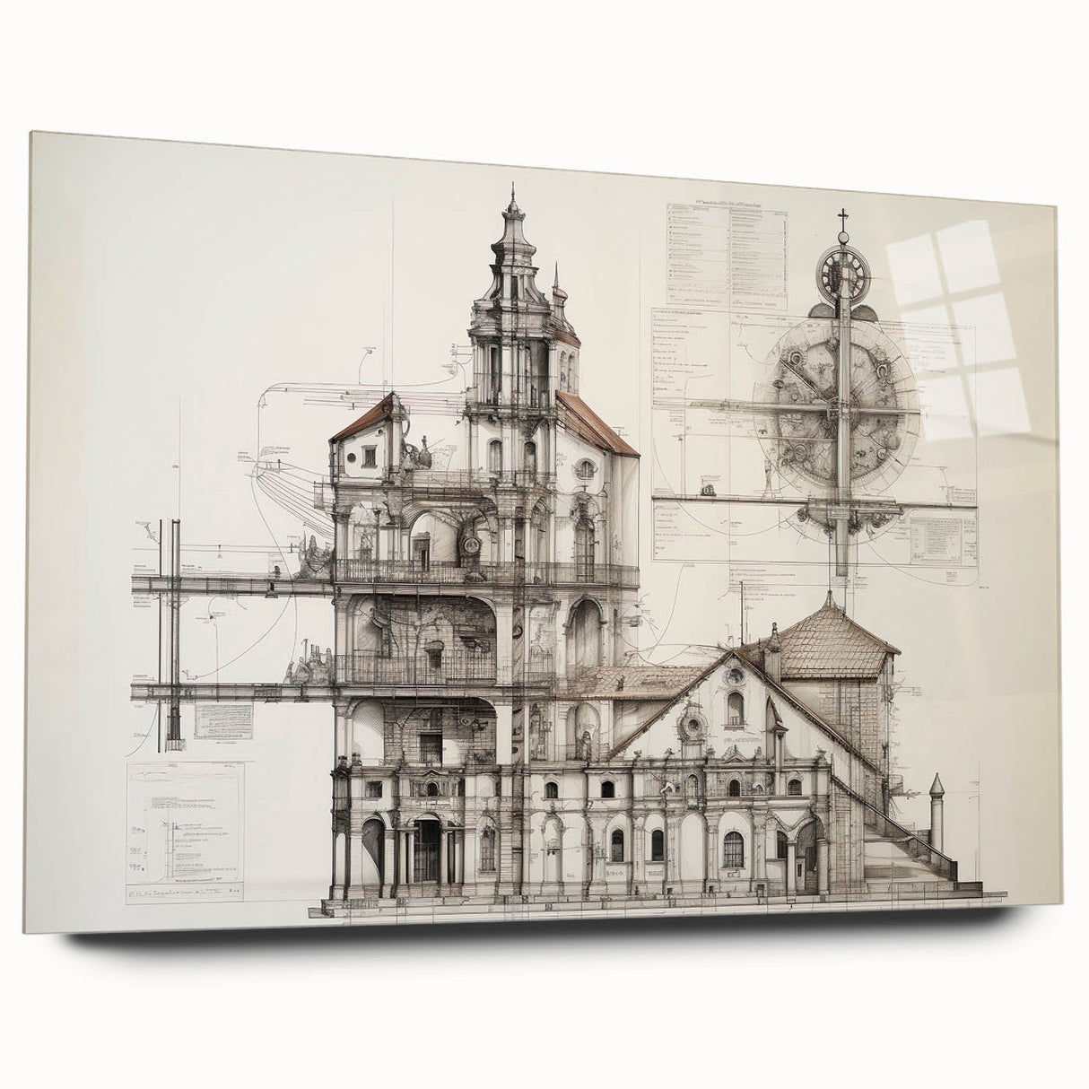 Vintage Church Architecture – Historic Building Illustration Print