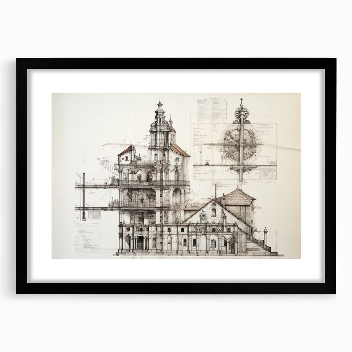 Vintage Church Architecture – Historic Building Illustration Print