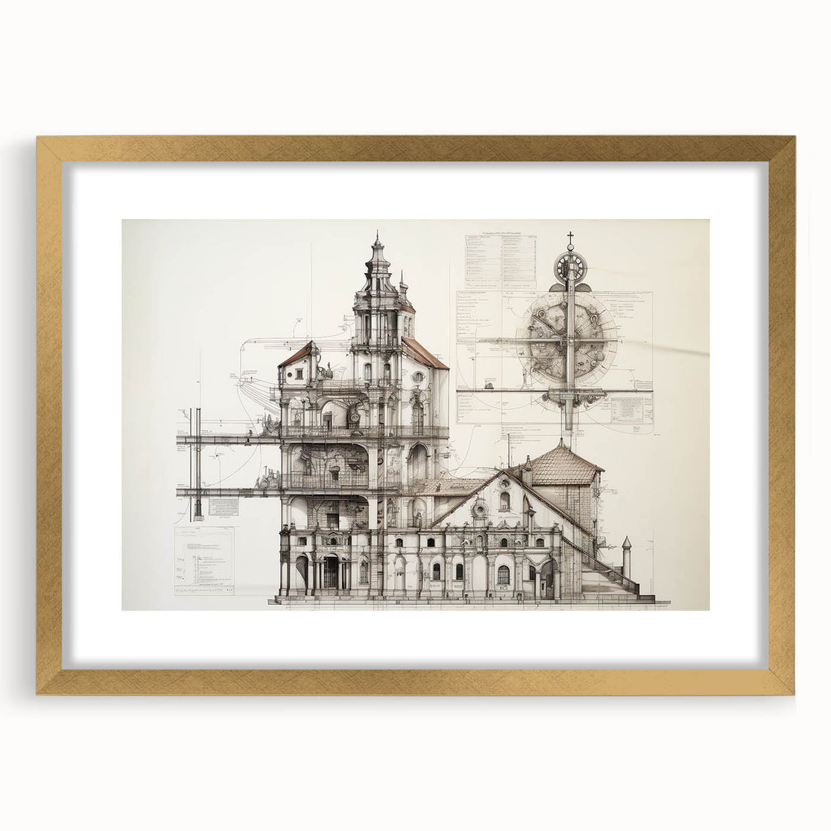 Vintage Church Architecture – Historic Building Illustration Print