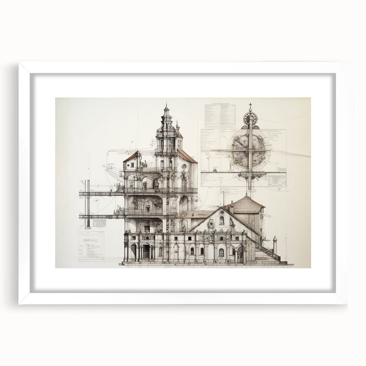 Vintage Church Architecture – Historic Building Illustration Print