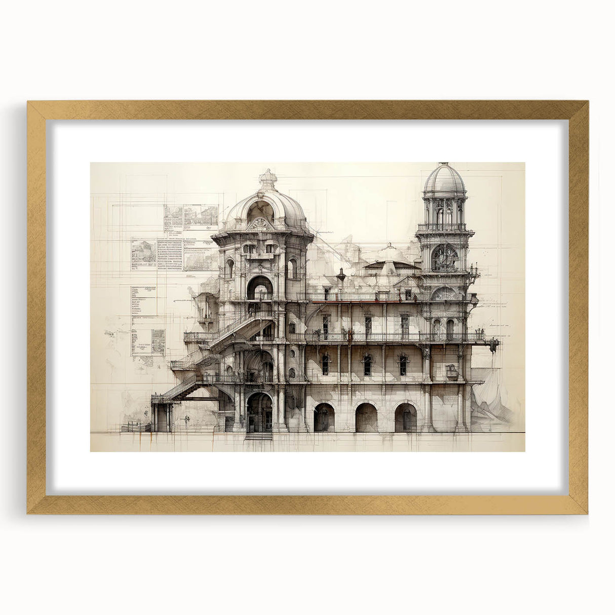 Extra large abstract art print in textured style, featuring muted earth tones on a framed canvas.