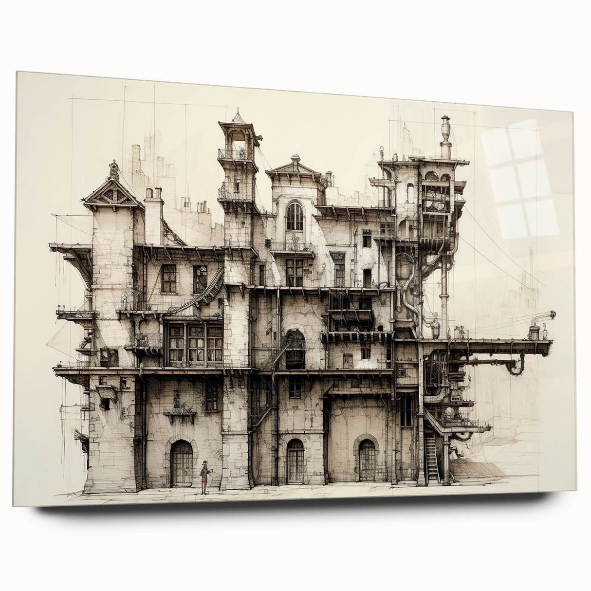 Vintage Architecture Print - Historic Building Illustration Wall Art