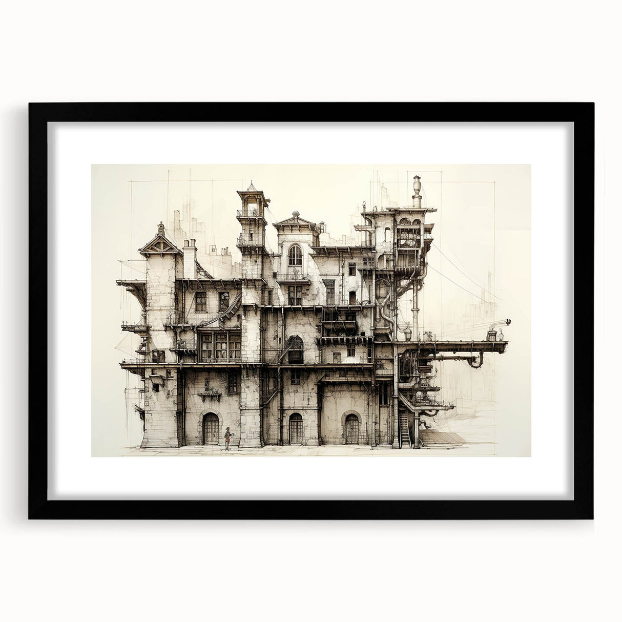 Vintage Architecture Print - Historic Building Illustration Wall Art