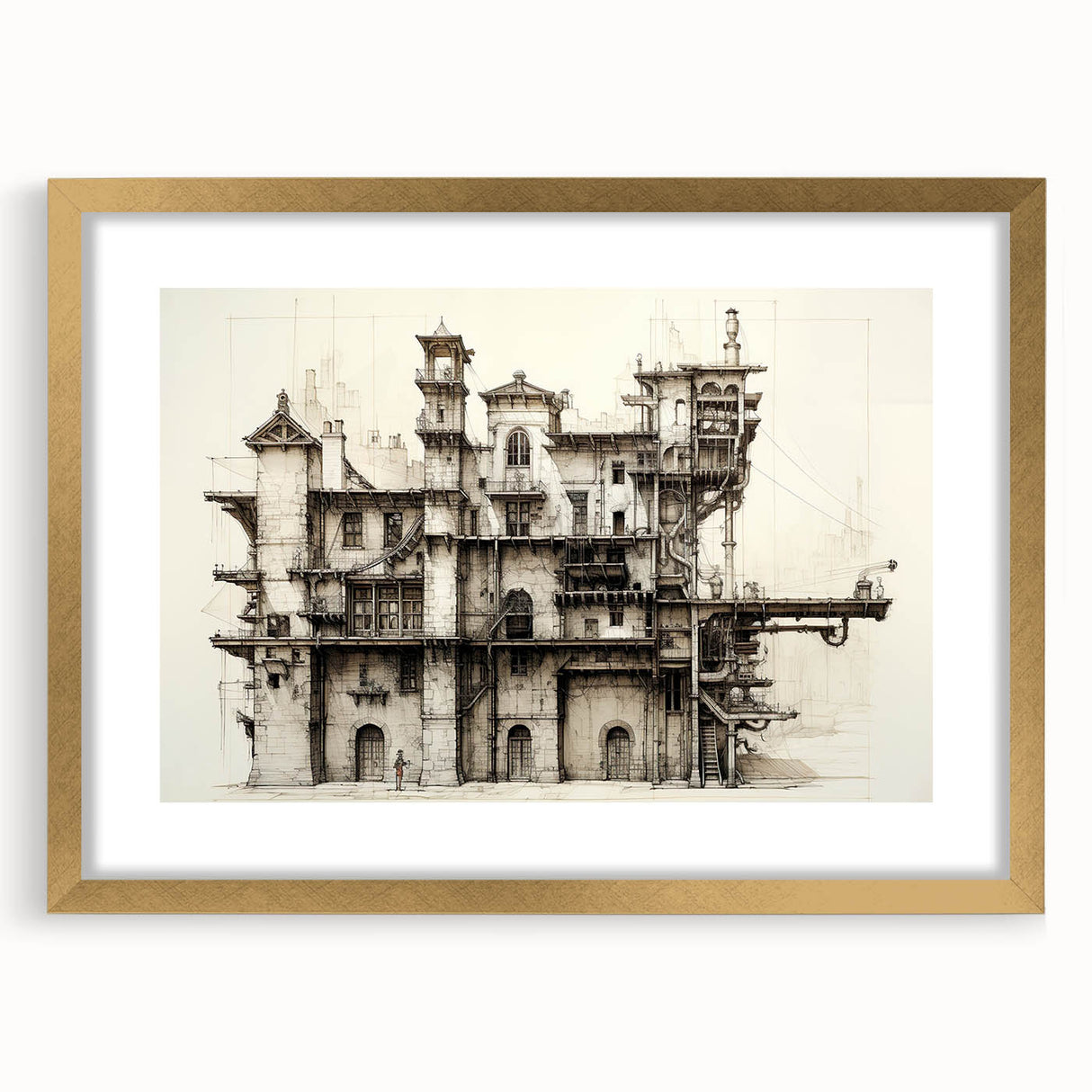 Vintage Architecture Print - Historic Building Illustration Wall Art