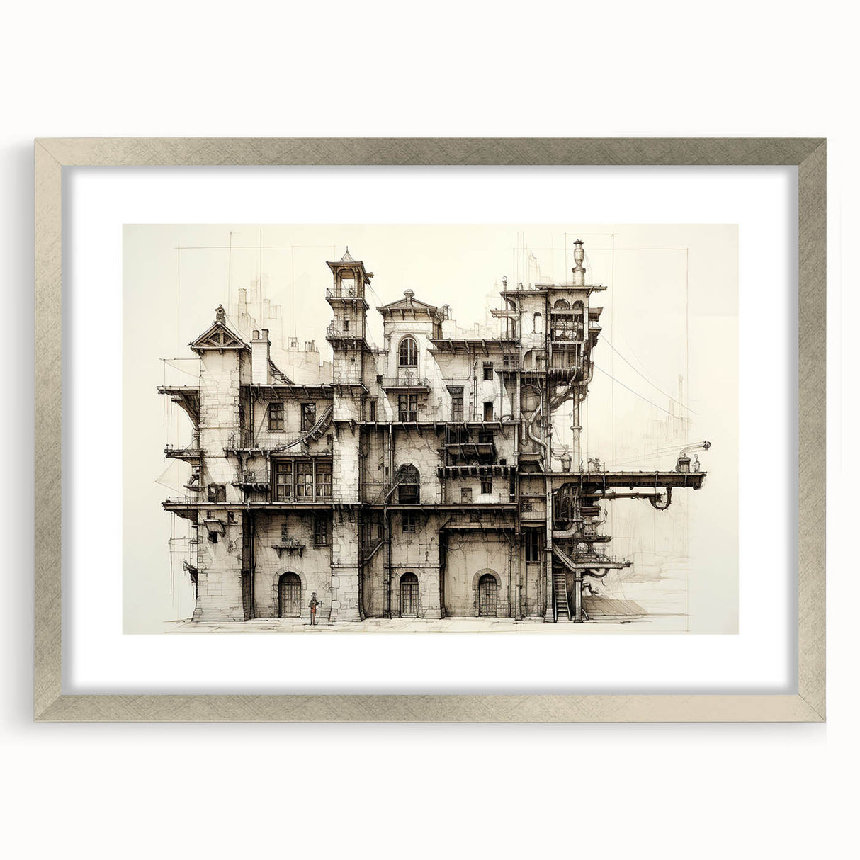 Vintage Architecture Print - Historic Building Illustration Wall Art
