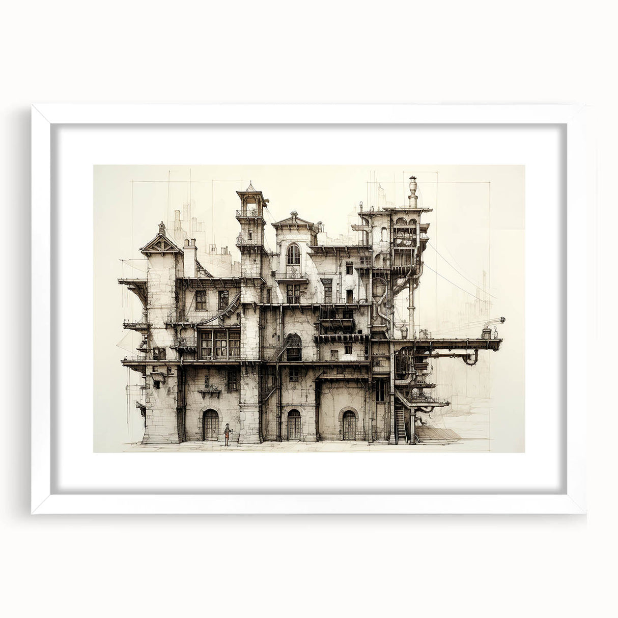 Vintage Architecture Print - Historic Building Illustration Wall Art