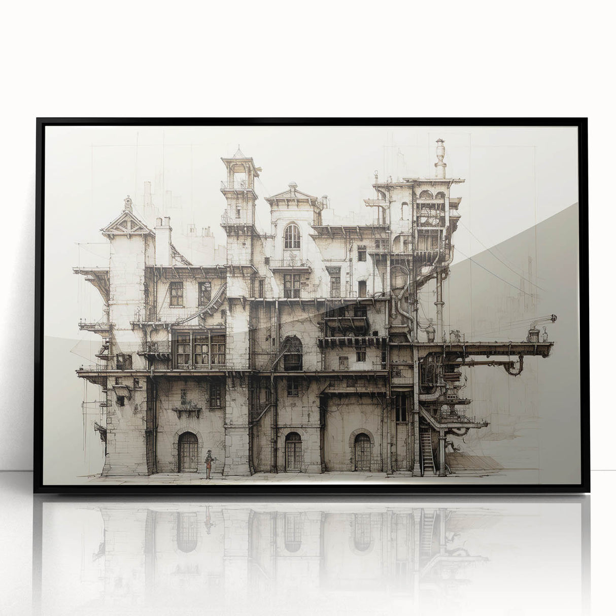Vintage Architecture Print - Historic Building Illustration Wall Art