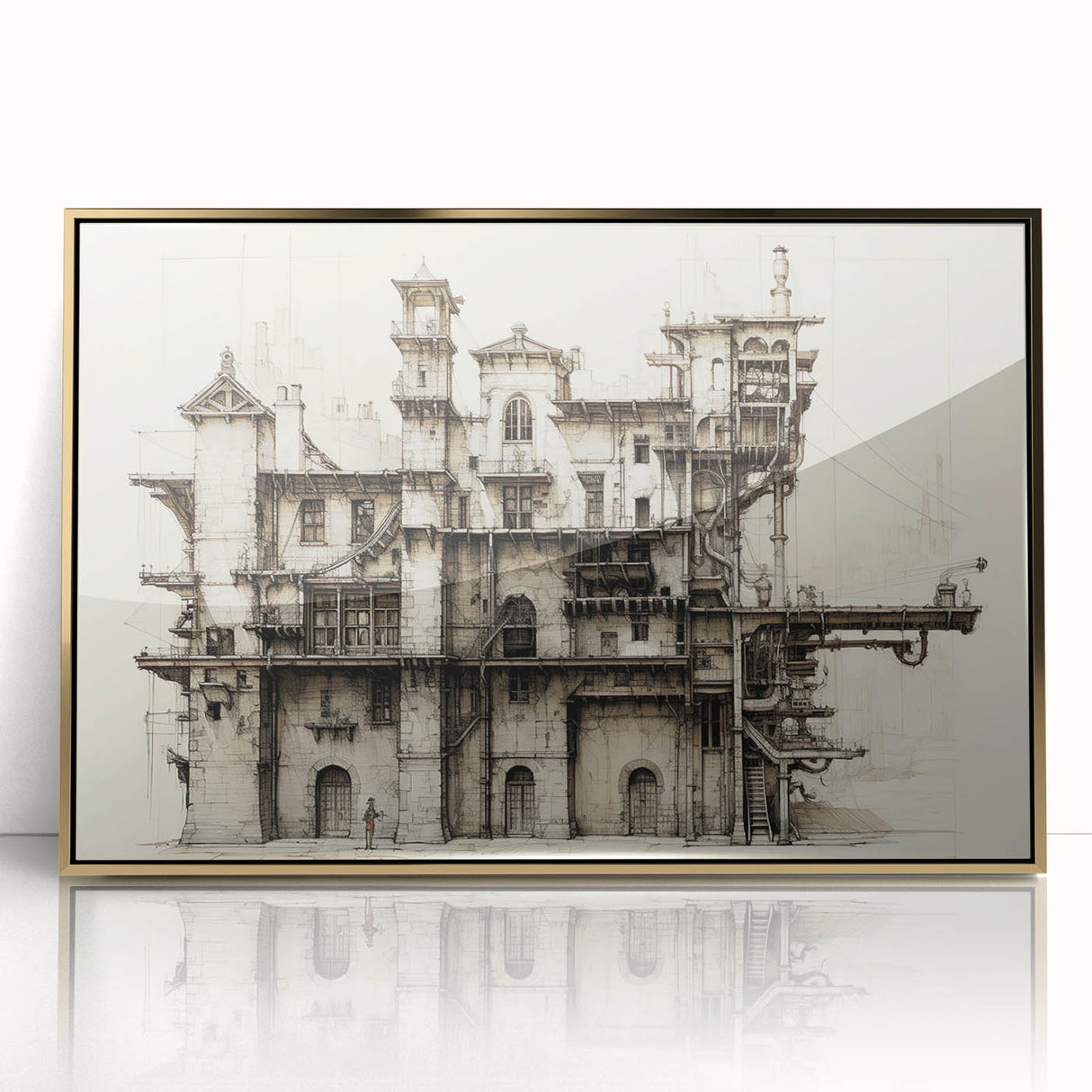 Vintage Architecture Print - Historic Building Illustration Wall Art