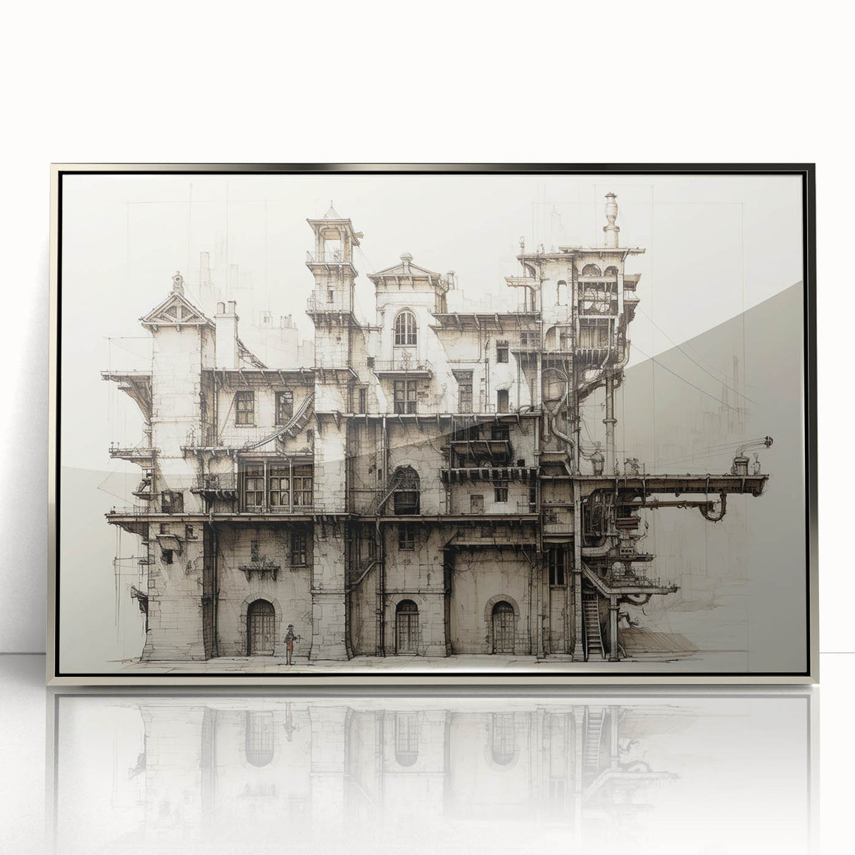 Vintage Architecture Print - Historic Building Illustration Wall Art