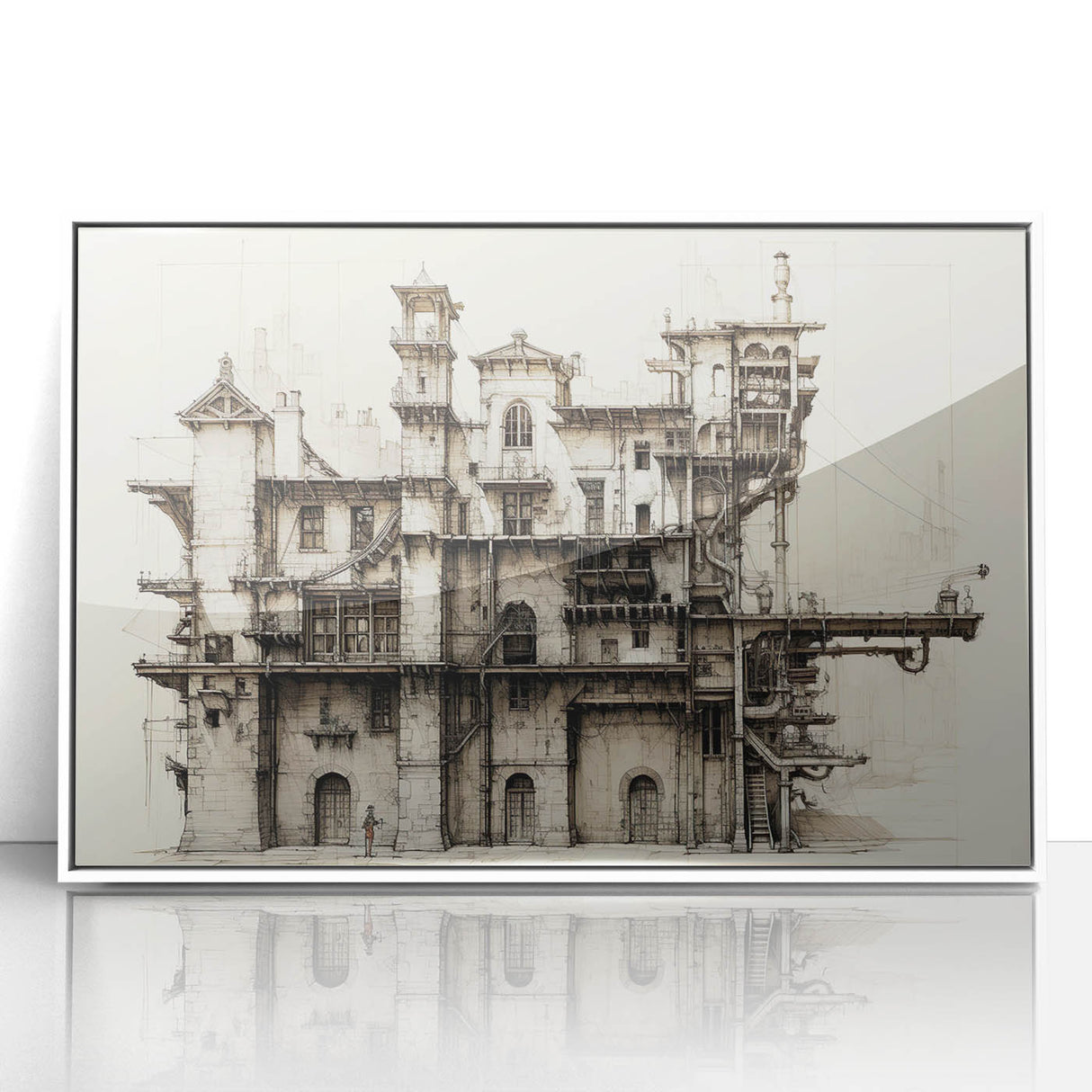 Vintage Architecture Print - Historic Building Illustration Wall Art