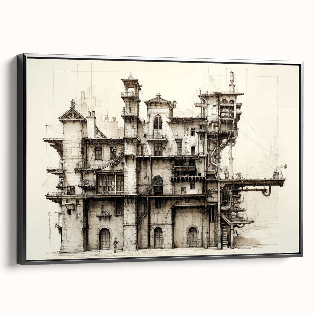 Vintage Architecture Print - Historic Building Illustration Wall Art
