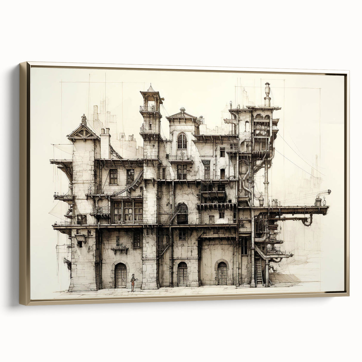 Vintage Architecture Print - Historic Building Illustration Wall Art