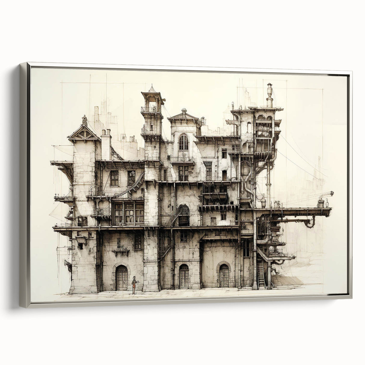 Vintage Architecture Print - Historic Building Illustration Wall Art