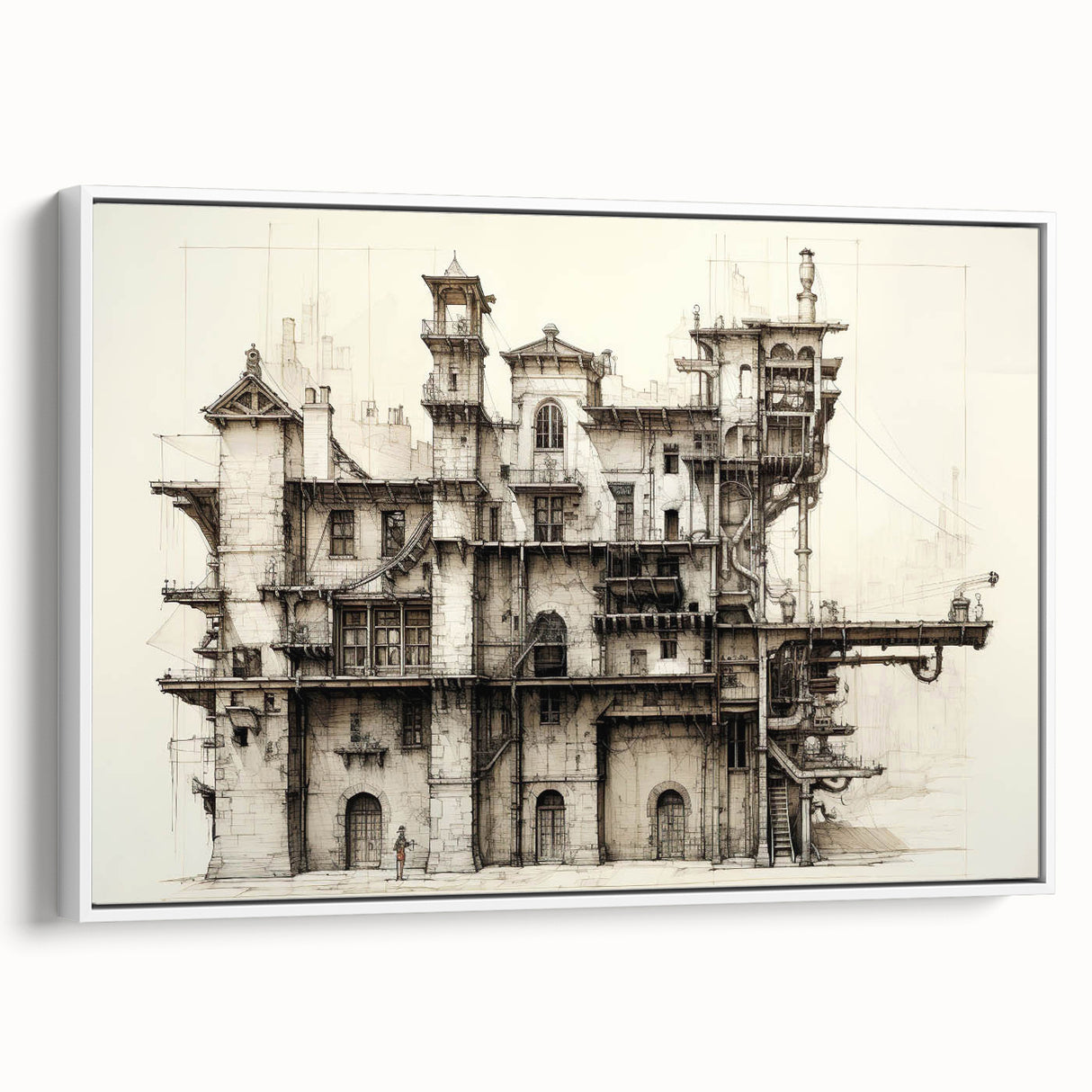 Vintage Architecture Print - Historic Building Illustration Wall Art