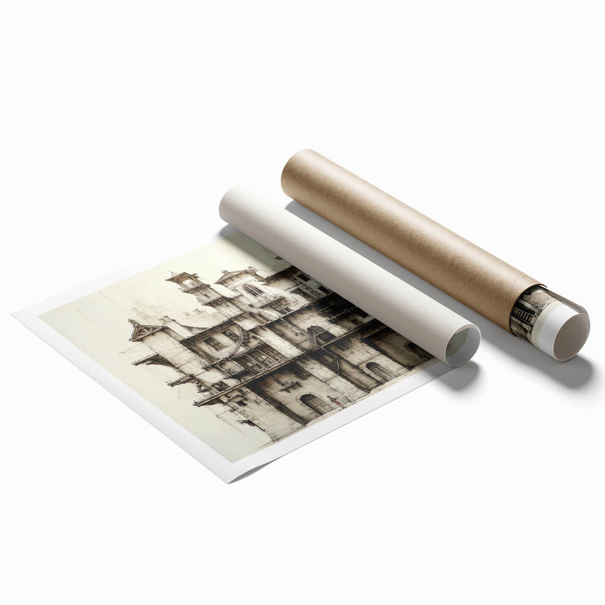 Vintage Architecture Print - Historic Building Illustration Wall Art
