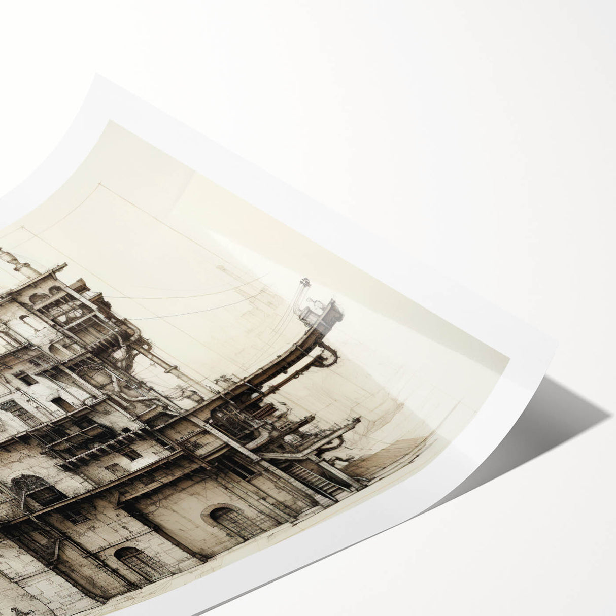 Vintage Architecture Print - Historic Building Illustration Wall Art