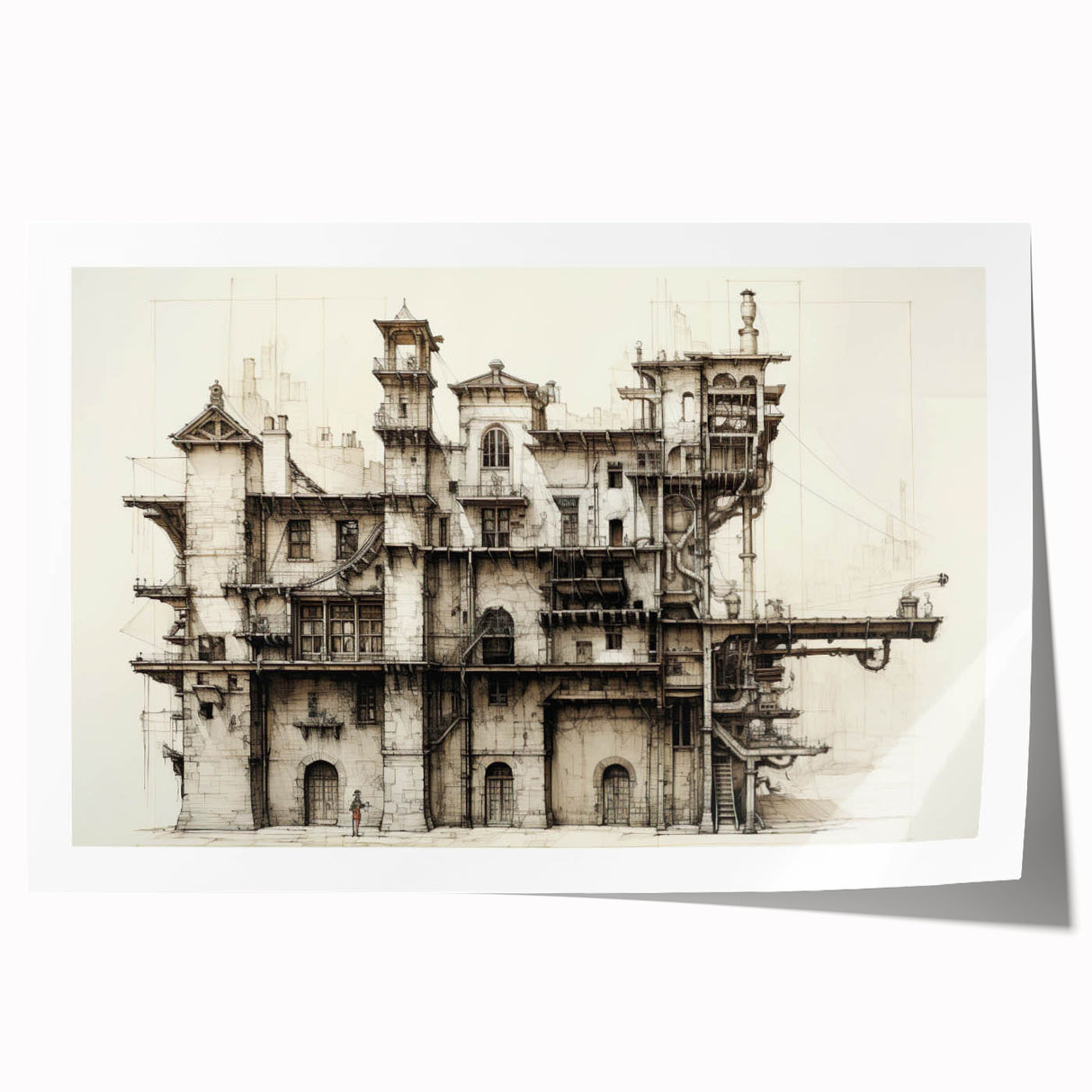 Vintage Architecture Print - Historic Building Illustration Wall Art