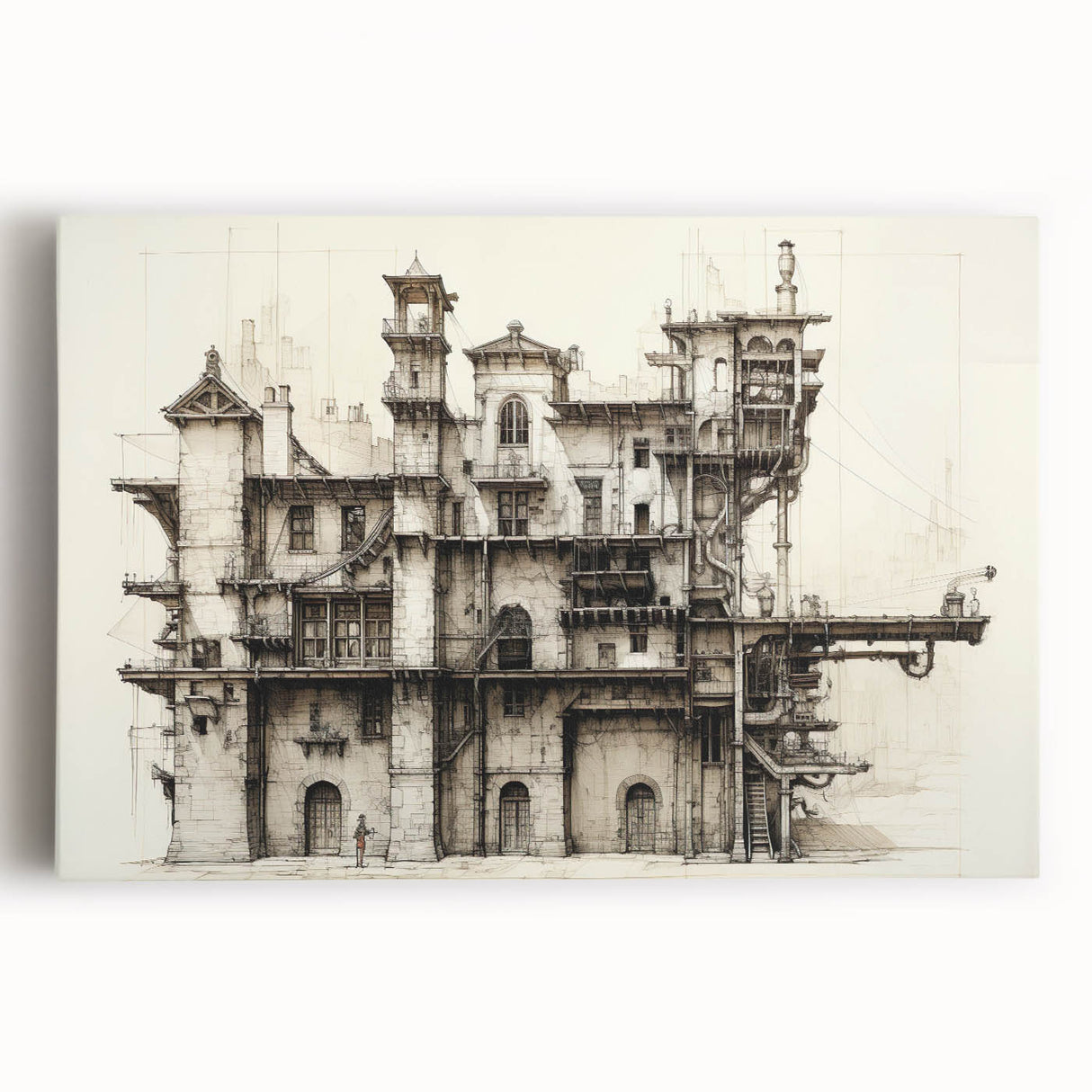 Vintage Architecture Print - Historic Building Illustration Wall Art