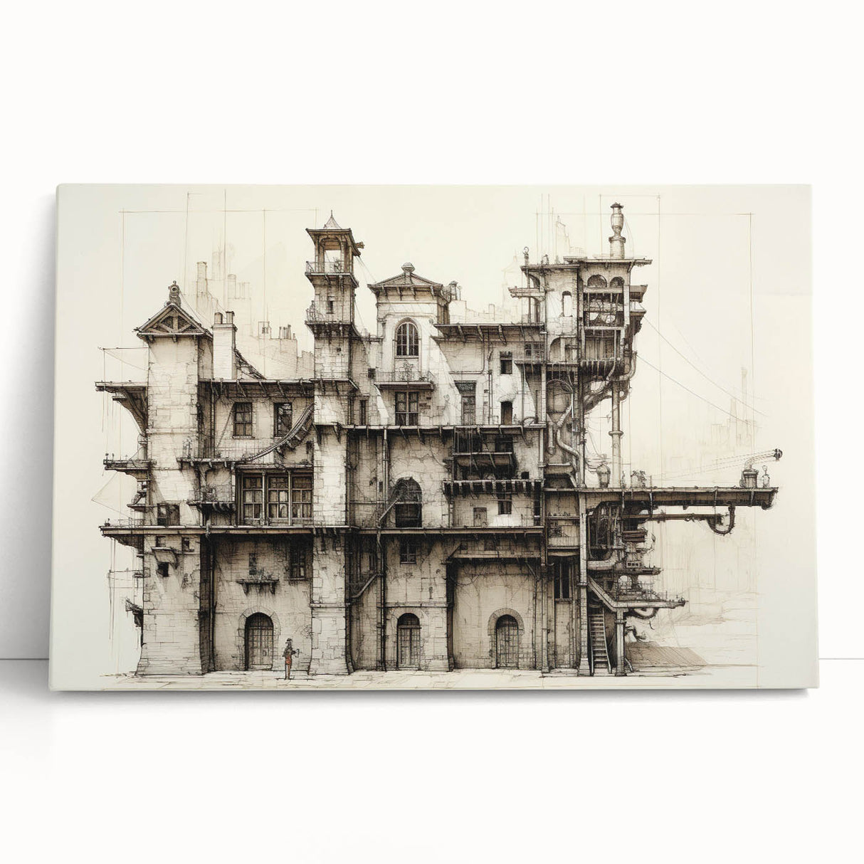 Vintage Architecture Print - Historic Building Illustration Wall Art