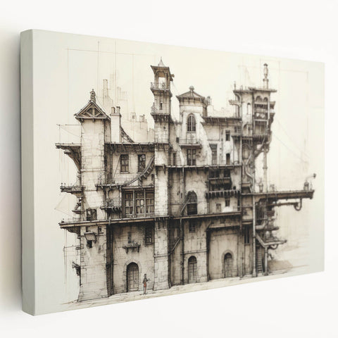 Vintage Architecture Print - Historic Building Illustration Wall Art