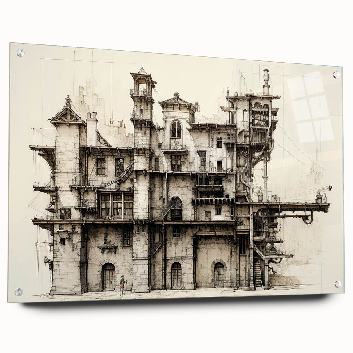 Vintage Architecture Print - Historic Building Illustration Wall Art