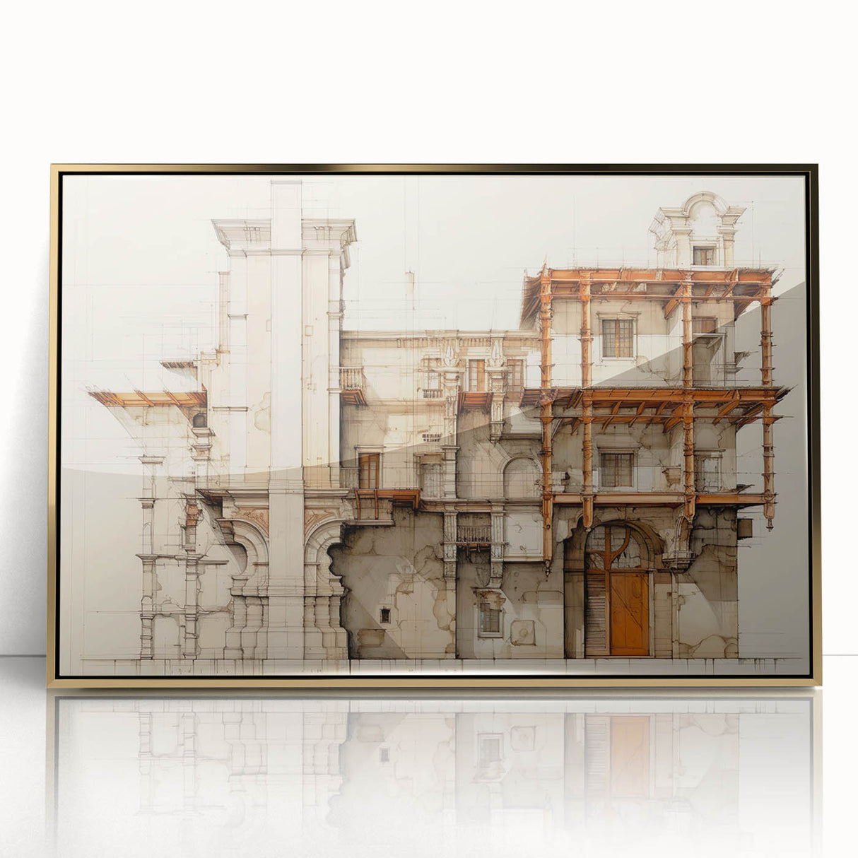 Vintage Architectural Wall Art – Historic Building Illustration Print