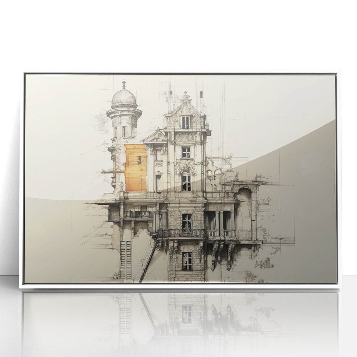 Architectural Wall Art - Vintage Mansion Illustration