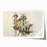 Architectural Wall Art - Vintage Mansion Illustration